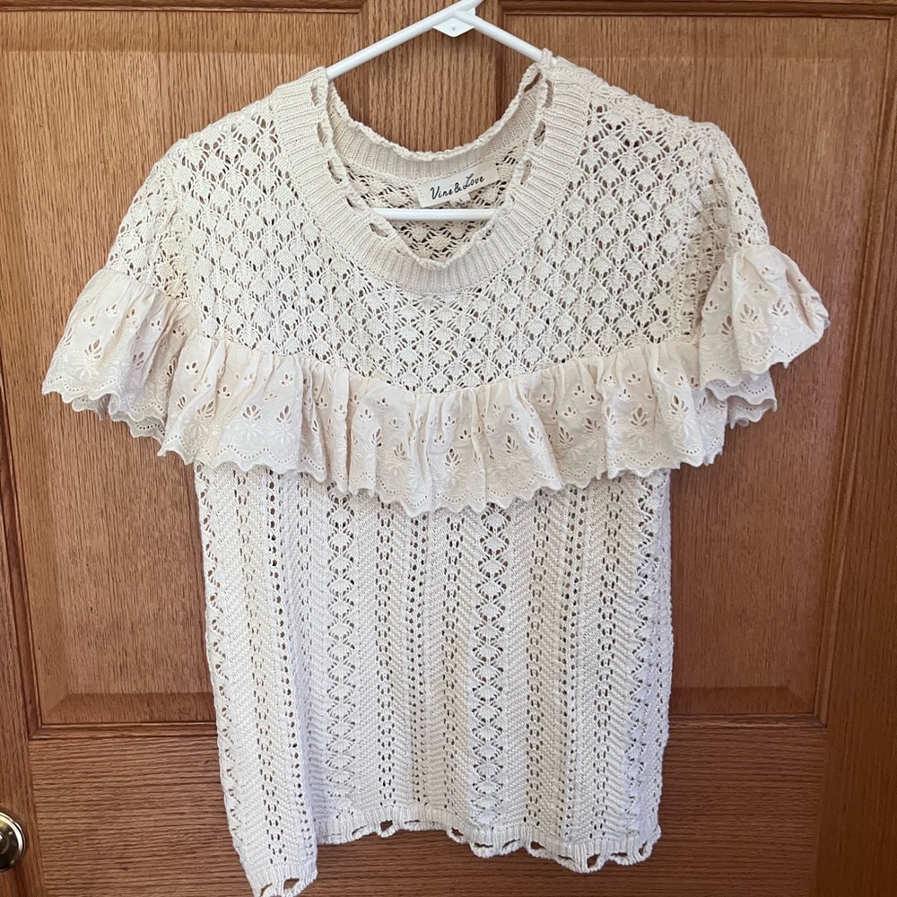 Vine & Love cotton crochet lace  whimsical top